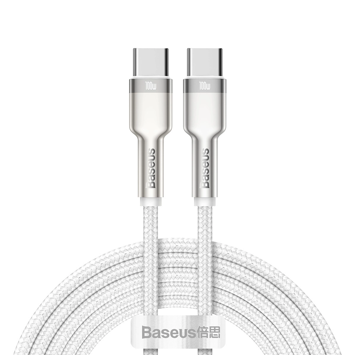 BASEUS CAFULĂ METAL 100W Cablu USB-C / USB-C 1 Metru Alb