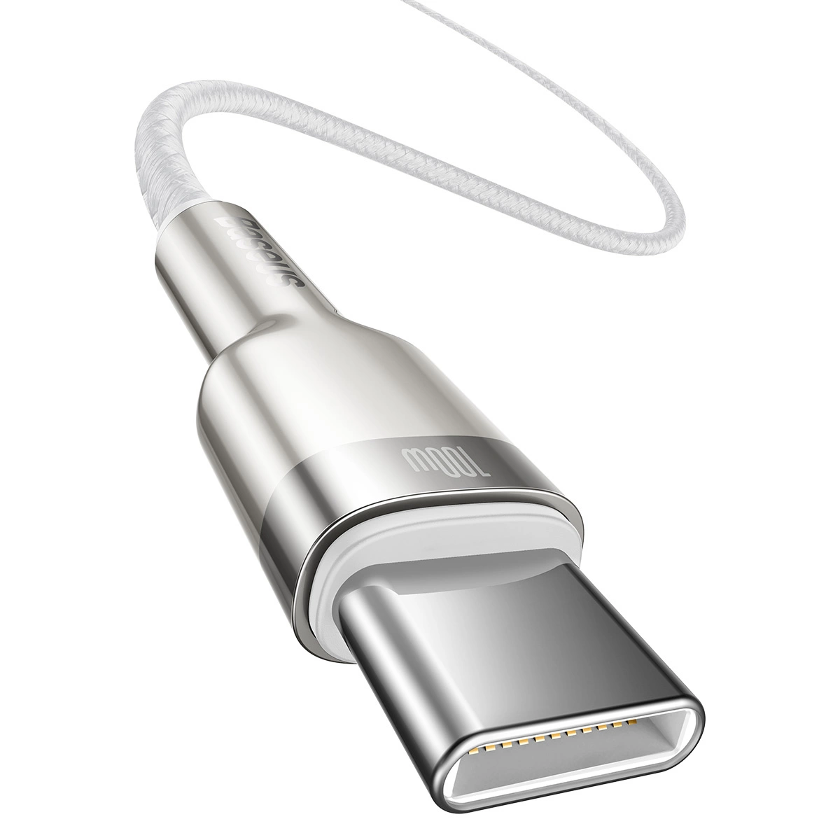 BASEUS CAFULĂ METAL 100W Cablu USB-C / USB-C 1 Metru Alb