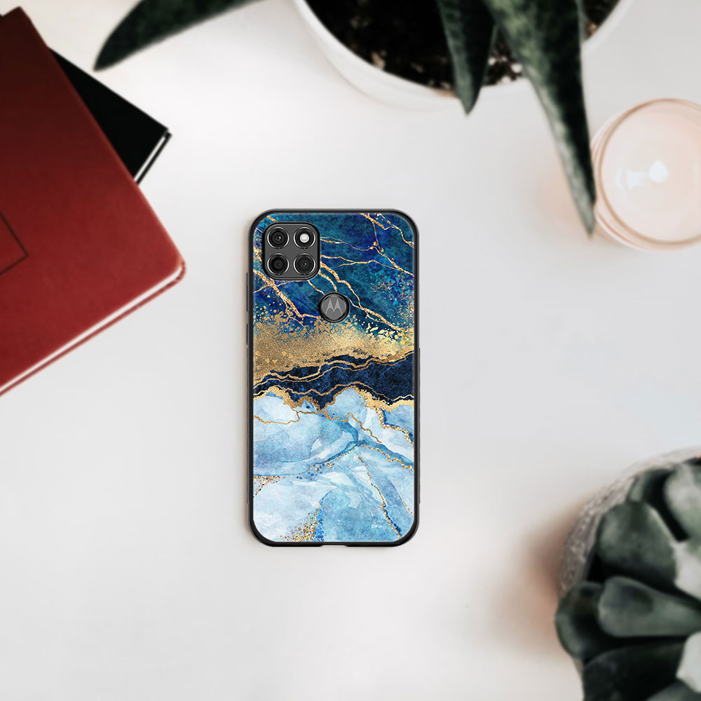 MY ART Husă De Protecție Pentru Motorola Moto G9 Power - BLUE MARBLE (141)