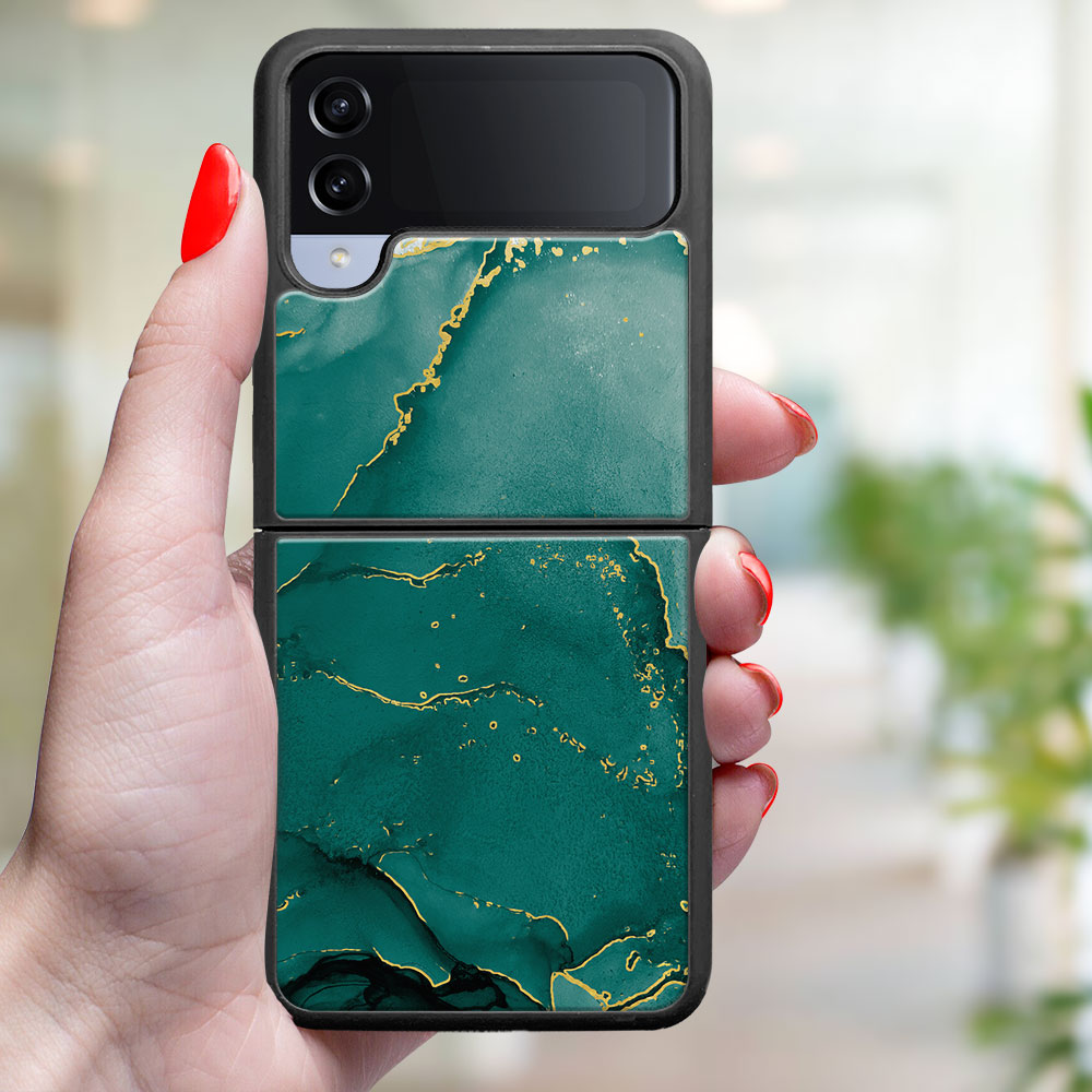 MY ART Capac De Protecție Pentru Samsung Galaxy Z Flip4 5G GREEN MARBLE (145)