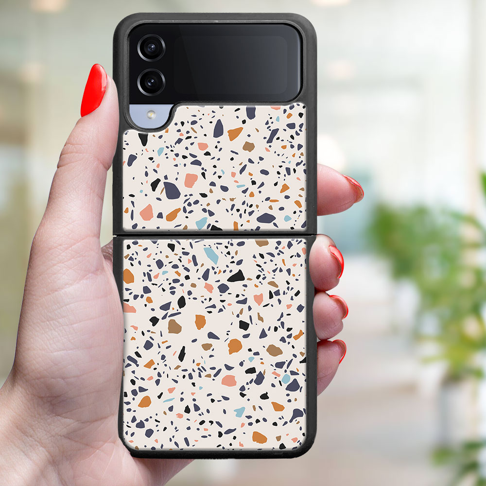 MY ART Husă De Protecție Pentru Samsung Galaxy Z Flip4 5G BEIGE TERRAZZO (162)