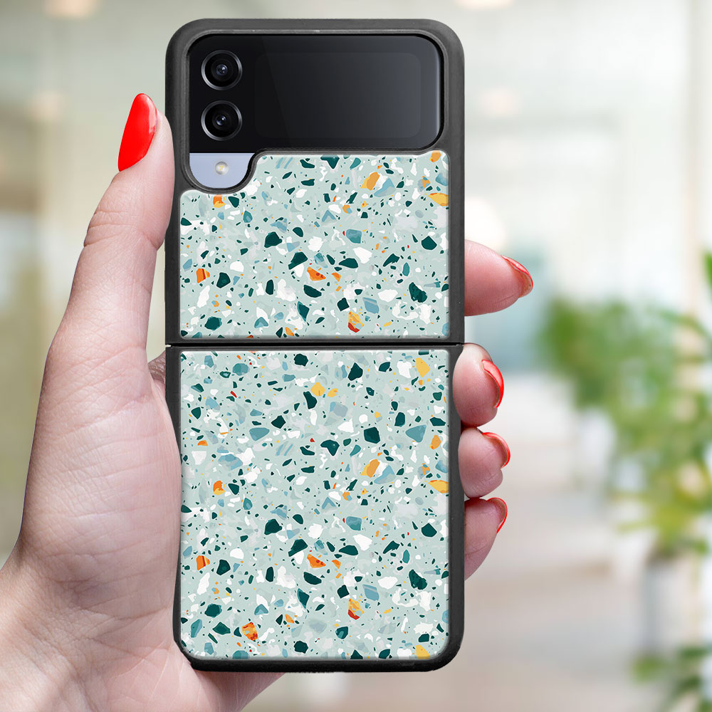 MY ART Husă De Protecție Pentru Samsung Galaxy Z Flip4 5G BLUE TERRAZZO (164)