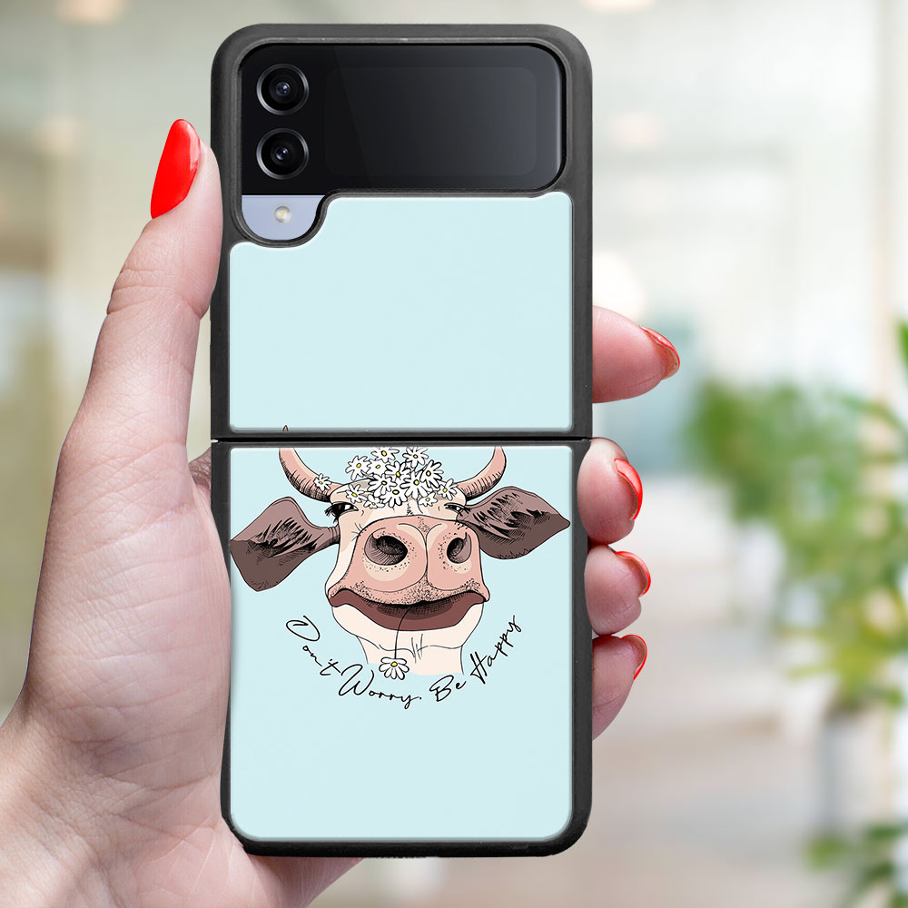 MY ART Husă De Protecție Pentru Samsung Galaxy Z Flip4 5G HAPPY COW (181)