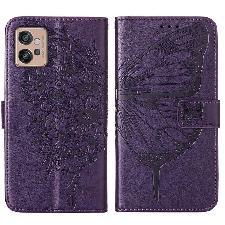 ART BUTTERFLY Husă Portofel Motorola Moto G32 Violet închis