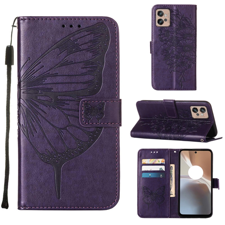 ART BUTTERFLY Husă Portofel Motorola Moto G32 Violet închis