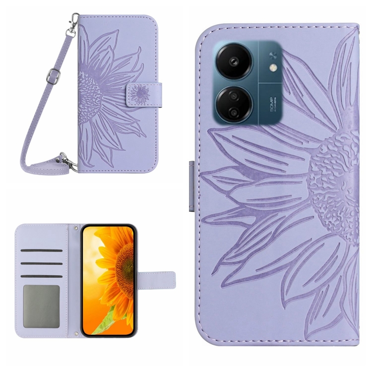 ART SUN FLOWER Husa Portofel Pentru Xiaomi Redmi 13C / Poco C65 Violet