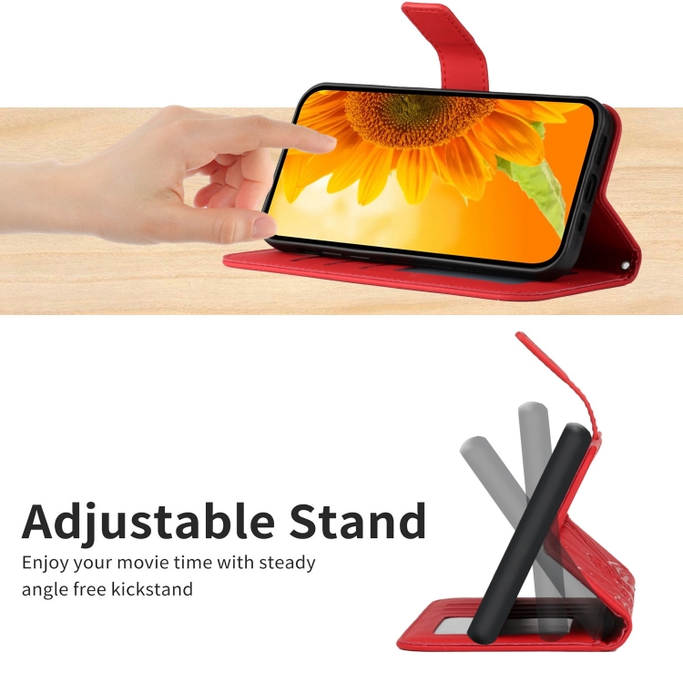 ART SUNFLOWER Husă Portofel Cu șnur Pentru Xiaomi Redmi 13 Red