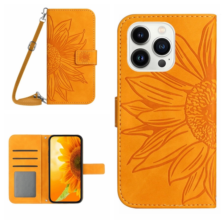 ART SUNFLOWER Husă Portofel Cu șnur Pentru Apple IPhone 16 Pro Galben