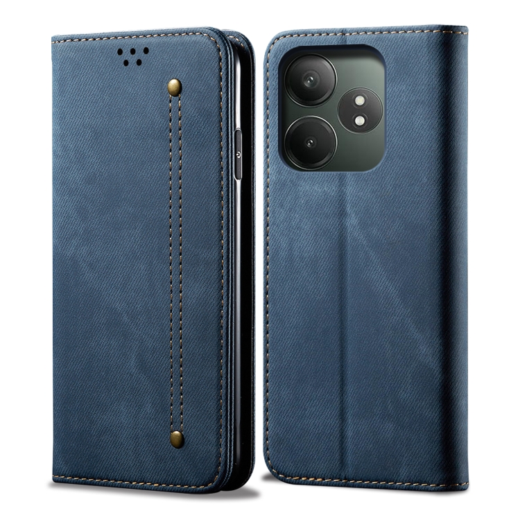 DENIM Husă Portofel Pentru Realme GT 6 / Realme GT 6T Albastru