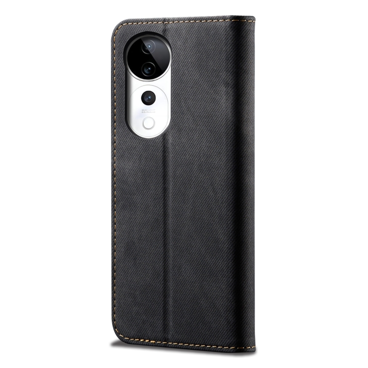 DENIM Husă Portofel Pentru Vivo V40 5G Negru