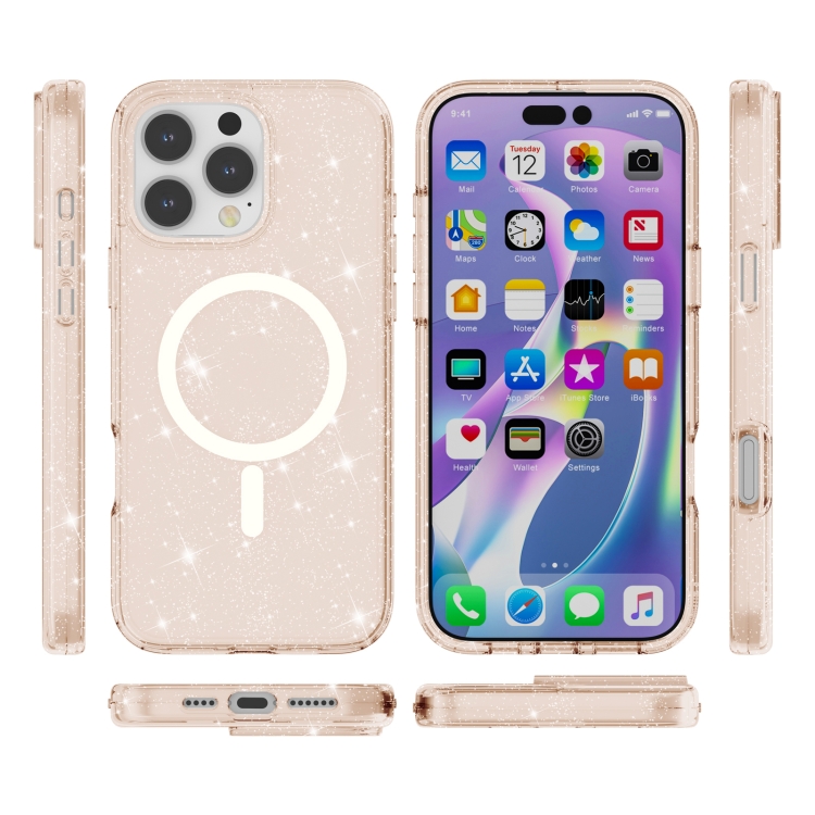 GLITTER MAGSAFE Husă De Protecție Pentru Apple IPhone 16 Pro Roz Somon