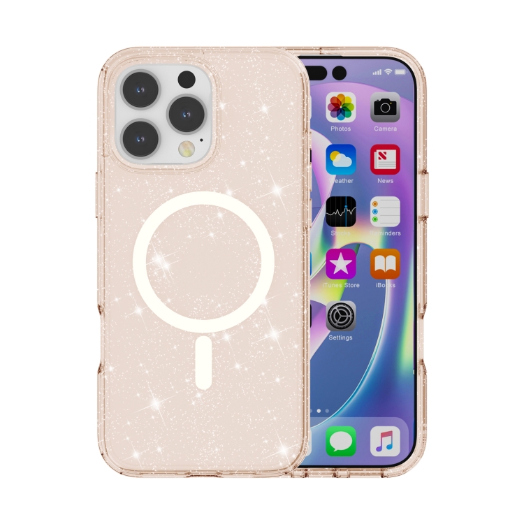 GLITTER MAGSAFE Husă De Protecție Pentru Apple IPhone 16 Pro Roz Somon