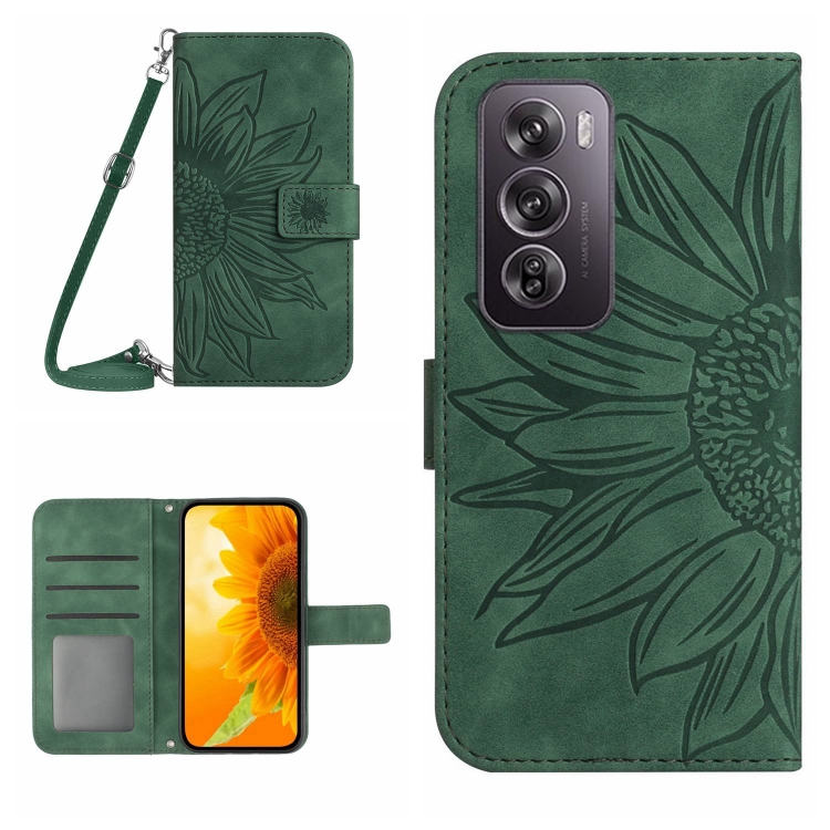 ART SUNFLOWER Husă Portofel Cu șnur Pentru Oppo Reno12 Pro 5G Verde