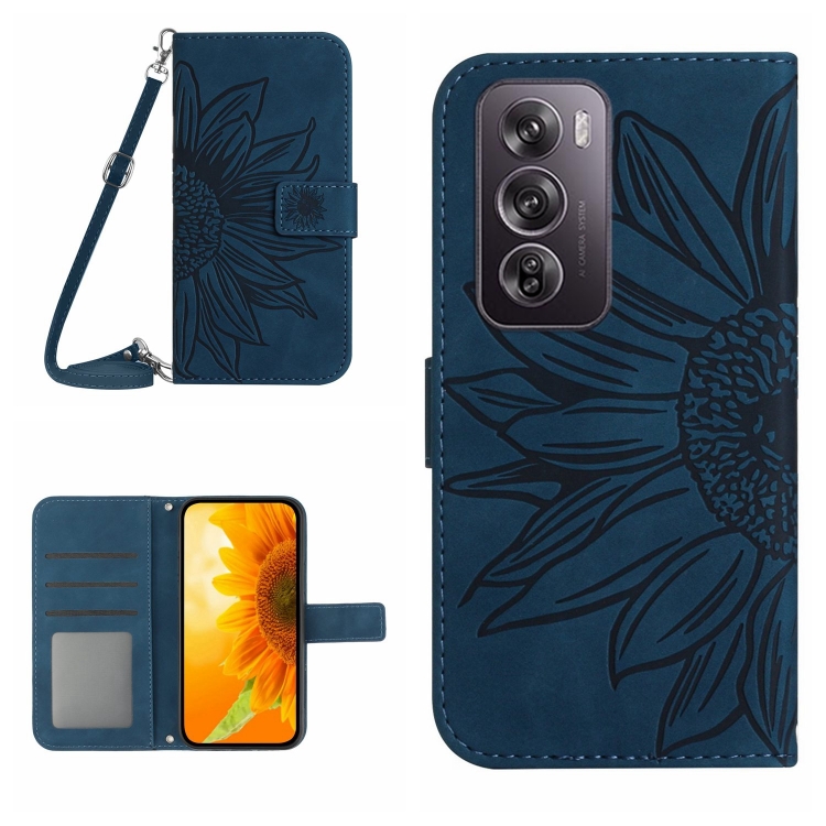 ART SUNFLOWER Husă Portofel Cu șnur Pentru Oppo Reno12 Pro 5G Albastru