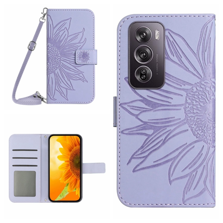 ART SUNFLOWER Husă Portofel Cu șnur Pentru Oppo Reno12 5G Violet