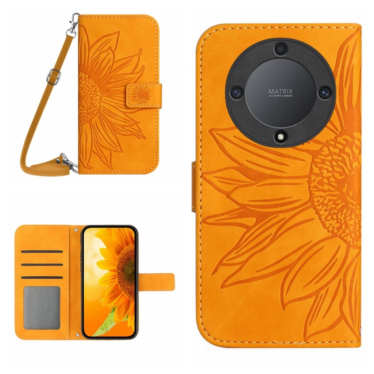 ART SUN FLOWER Husă Portofel Pentru Honor Magic6 Lite 5G Galben