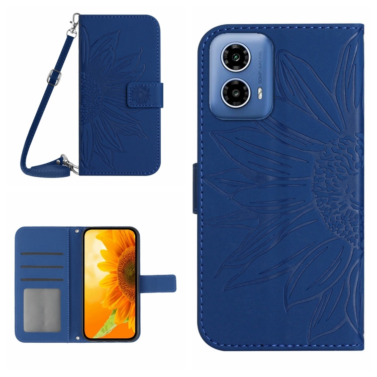 ART SUNFLOWER Husă Portofel Cu șnur Pentru Motorola Moto G85 5G Albastru