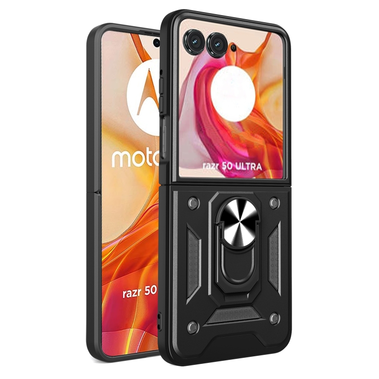 RING Capac Cu Suport Pentru Motorola Razr 50 Ultra Negru