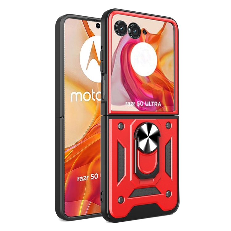 RING Capac Cu Suport Pentru Motorola Razr 50 Ultra Roșu