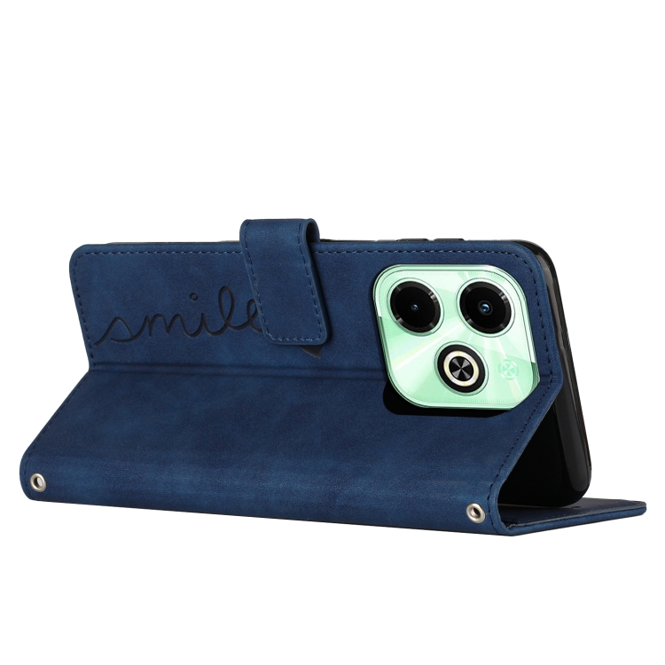 ART SMILE Husa Portofel Cu Curea Pentru Infinix Hot 40i Albastru