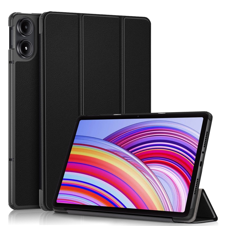 LEATHER Capac Cu Balamale Pentru Xiaomi Redmi Pad Pro / Pad Pentru 5G Negru