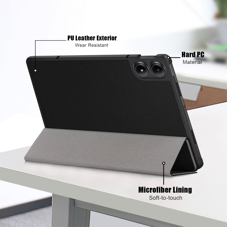 LEATHER Capac Cu Balamale Pentru Xiaomi Redmi Pad Pro / Pad Pentru 5G Negru