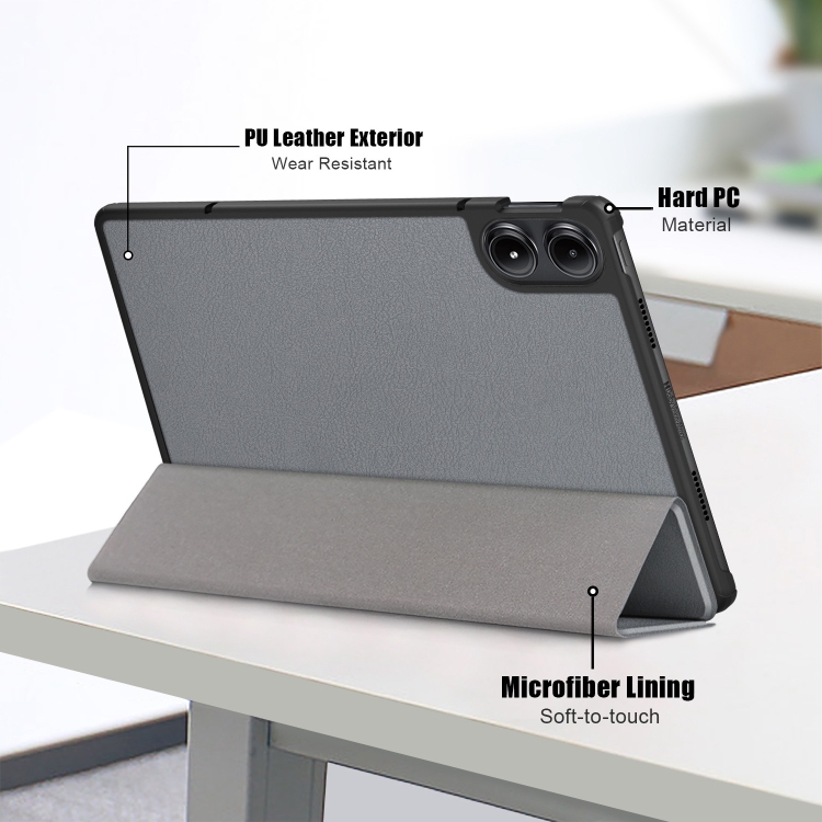 LEATHER Capac Cu Balamale Pentru Xiaomi Redmi Pad Pro / Pad Pentru 5G Gri