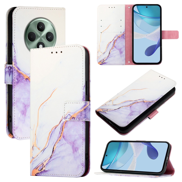 ART MARBLE Husă Portofel Pentru Oppo Reno12 FS 5G WHITE PURPLE