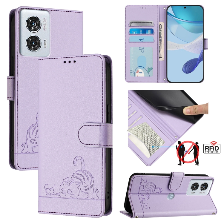 ART CAT Husă Portofel Cu Curea Pentru Motorola Edge 50 Fusion Violet