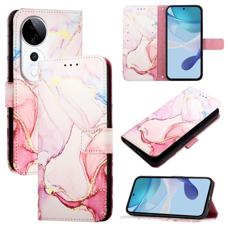 ART MARBLE Husă Portofel Pentru Vivo V40 5G ROSE GOLD