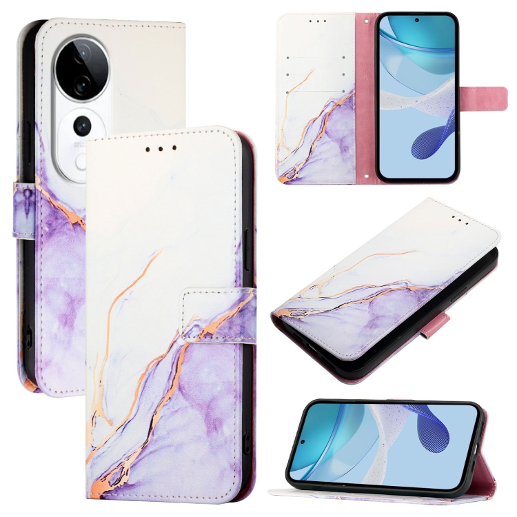 ART MARBLE Husă Portofel Pentru Vivo V40 5G WHITE PURPLE