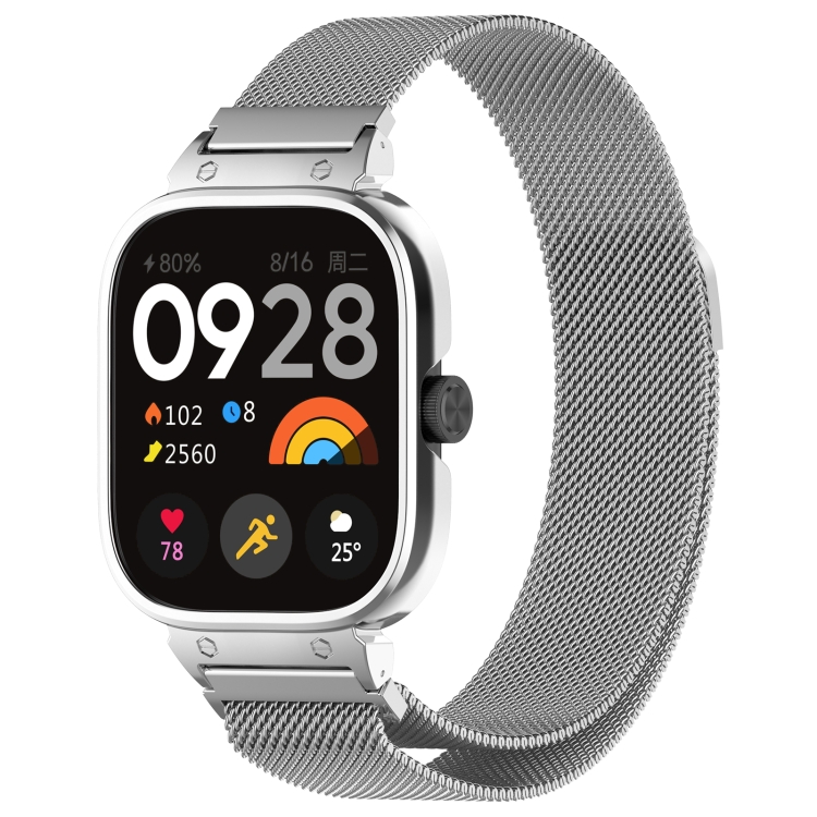 SET MILANESE Carcasa Metalica Ceas + Curea Redmi Watch 4 Argintie