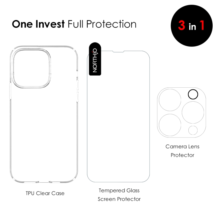 NORTHJO 3in1 Protecție Completă Pentru Apple IPhone 16 Pro