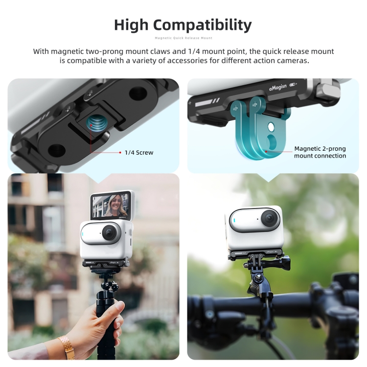 AMAGISN Suport Magnetic Cu Eliberare Rapidă Insta360 GO 3 / Insta360 GO 3S Negru